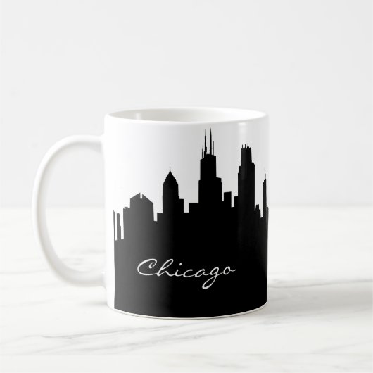 Black and White Chicago Skyline Koffiemok (Links)