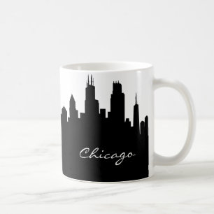 Black and White Chicago Skyline Koffiemok