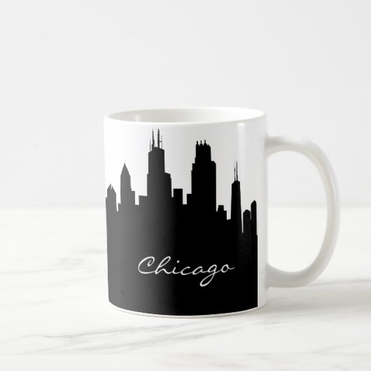 Black and White Chicago Skyline Koffiemok (Rechts)