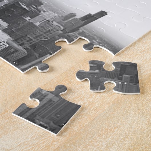Black and White Chicago Skyline Legpuzzel (Zijkant)
