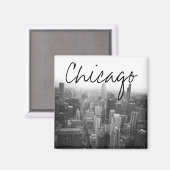 Black and White Chicago Skyline Magneet (Voorkant / Achterkant)