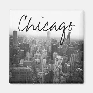 Black and White Chicago Skyline Magneet