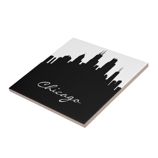 Black and White Chicago Skyline Tegeltje (Zijkant)