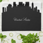 Black and White Chicago Skyline Theedoek (Gevouwen)