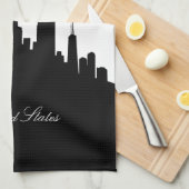 Black and White Chicago Skyline Theedoek (Quarter Fold)