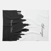 Black and White Chicago Skyline Theedoek (Horizontaal)