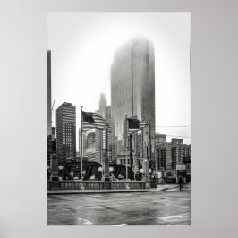 Black and White Chicago USA FLAG fotografie Poster