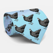 Black and white chicken drawing  stropdas (Opgerold)