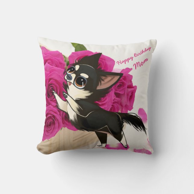 Black and White Chihuahua Pillow Kussen (Voorkant)