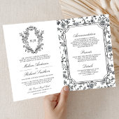 Black and White Chinoiserie Crest QR Code Wedding