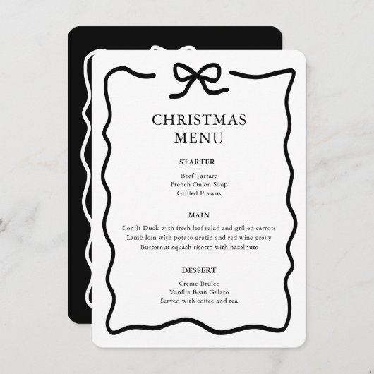 Black and White Christmas Menu (Voorkant / Achterkant)