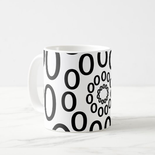 Black and White Circles Geometric Koffiemok (Voorkant links)