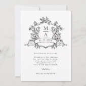 Black and White Classic Frame Wedding Photo      Bedankkaart (Achterkant)