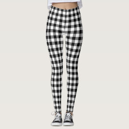 Black and White Classic Gingham Controleert patroo Leggings