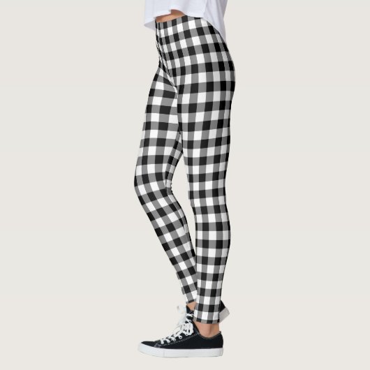 Black and White Classic Gingham Controleert patroo Leggings (Links)