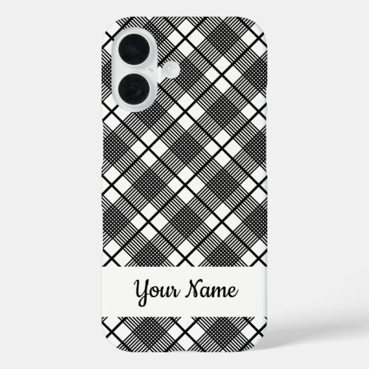 Black and White Classic Plaid Pattern Editable Case-Mate iPhone Case (Achterkant)