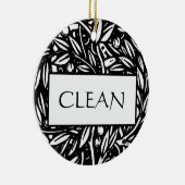 Black and White Clean Dirty Dishwasher Hanger Keramisch Ornament (Rechts)