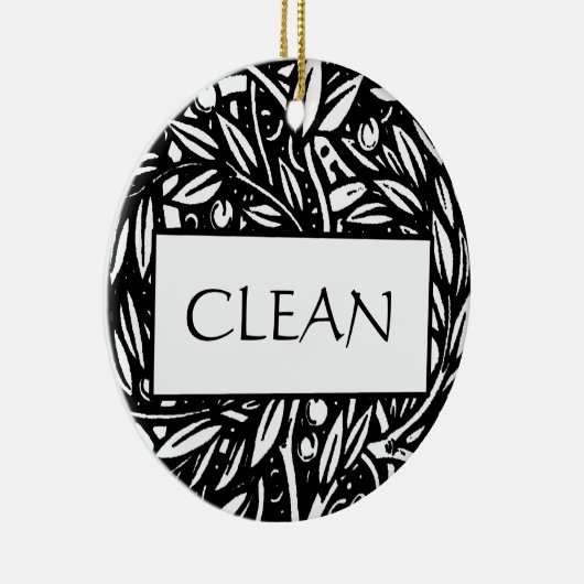 Black and White Clean Dirty Dishwasher Hanger Keramisch Ornament (Rechts)