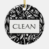 Black and White Clean Dirty Dishwasher Hanger Keramisch Ornament (Voorkant)