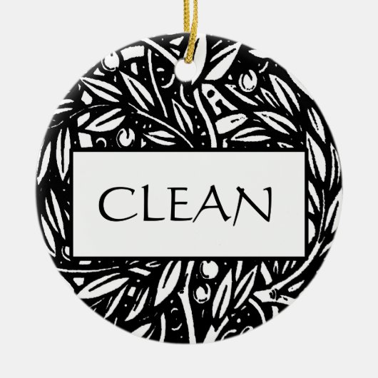 Black and White Clean Dirty Dishwasher Hanger Keramisch Ornament (Voorkant)
