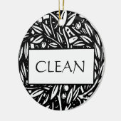 Black and White Clean Dirty Dishwasher Hanger Keramisch Ornament (Links)