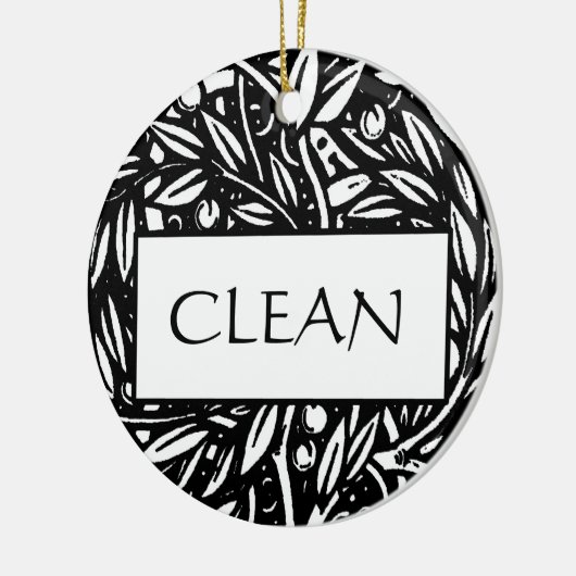 Black and White Clean Dirty Dishwasher Hanger Keramisch Ornament (Links)