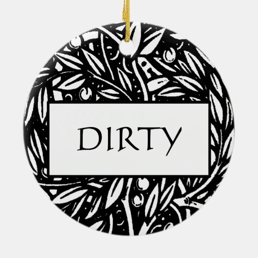 Black and White Clean Dirty Dishwasher Hanger Keramisch Ornament (Achterkant)