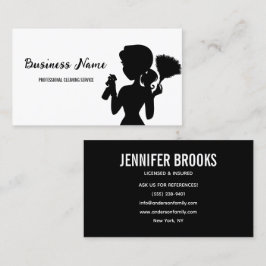 Black and white Cleaning Service Housekeeper Maid Visitekaartje