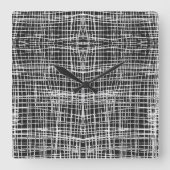 Black and White Clock Vierkante Klok (Voorkant)