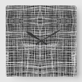Black and White Clock Vierkante Klok
