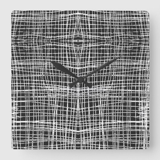 Black and White Clock Vierkante Klok (Voorkant)