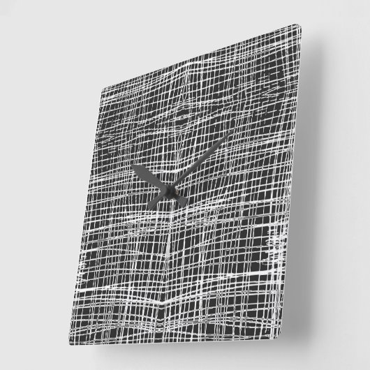 Black and White Clock Vierkante Klok (Hoek)