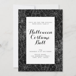 Black and White cobweb Halloween Ball-uitnodiging Kaart