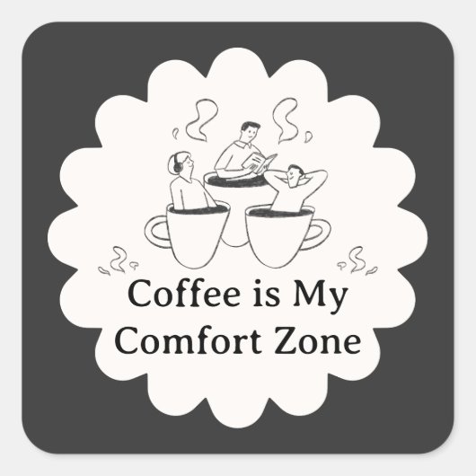 Black and White Coffee Comfort Zone Sticker (Voorkant)