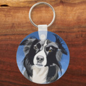 Black and White Collie   Sleutelhanger (Achterkant)
