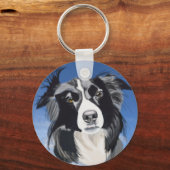 Black and White Collie   Sleutelhanger (Voorkant)
