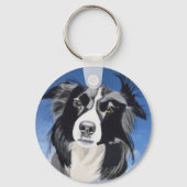 Black and White Collie   Sleutelhanger (Achterkant)