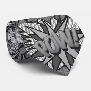 Black and White Comic Book Pop Art POW Superheld Stropdas