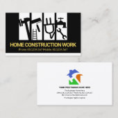 Black and White Construction Handyman Tool Stripes Visitekaartje (Voorkant / Achterkant)