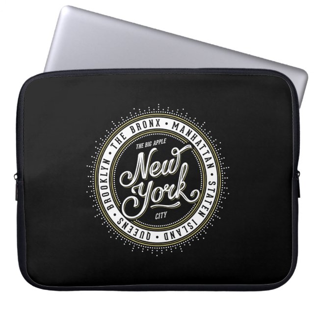 Black and White Cool Logo New York City Laptop Sleeve (Voorkant)