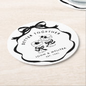 Black and White Coquette Bow  Better Together Ronde Kartonnen Onderzetter (Gebogen)