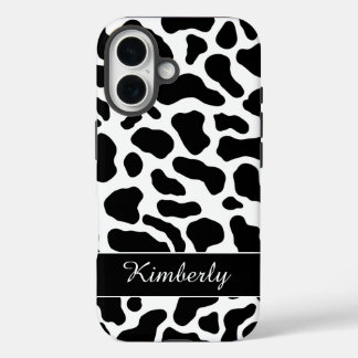 Black and White Cow Print  iPhone 16 Hoesje