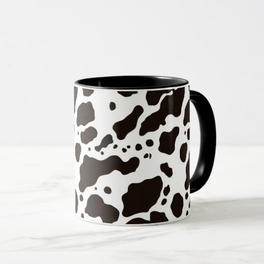 Black and White Cow Print Coffee Mug Mok (Voorkant rechts)