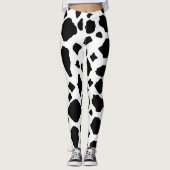 Black and White Cow Print Pattern Cute Leggings (Voorkant)