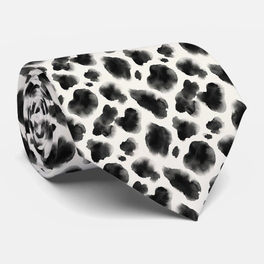 Black and White Cow Print Pattern Stropdas (Opgerold)
