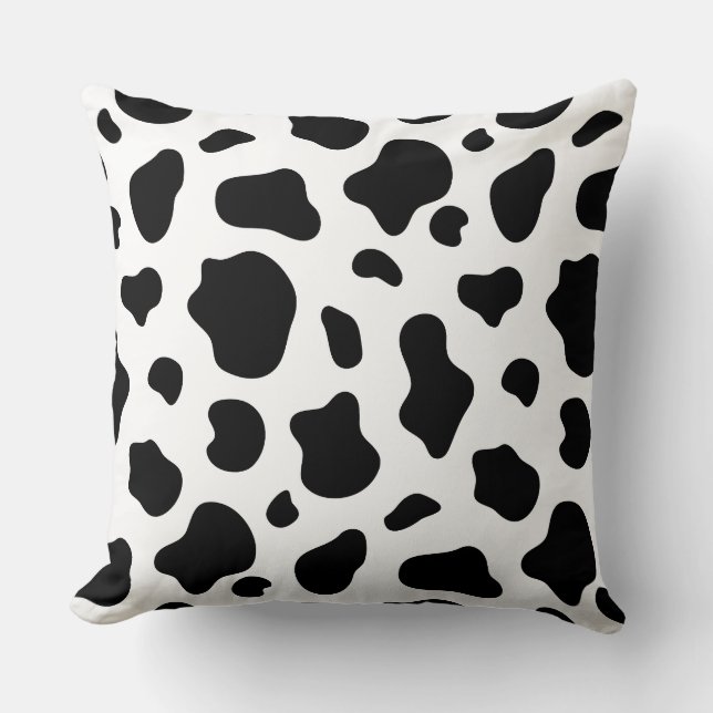 Black and White Cow Print Pillow Decorative Farmho Kussen (Voorkant)