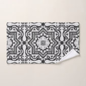 Black and White Cracked Ceramic Style Azulejo Bad Handdoek (Handdoek)