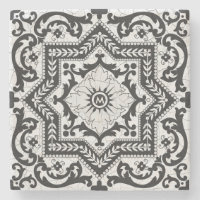 Black and White Cracked Ceramic Style Azulejo