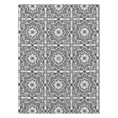 Black and White Cracked Ceramic Style Azulejo Tafelkleed (Voorkant)