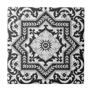 Black and White Cracked Ceramic Style Azulejo Tegeltje